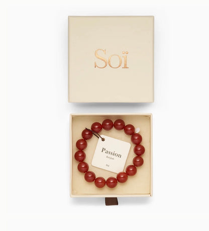 Chunky Beaded Bracelet - Red Jade