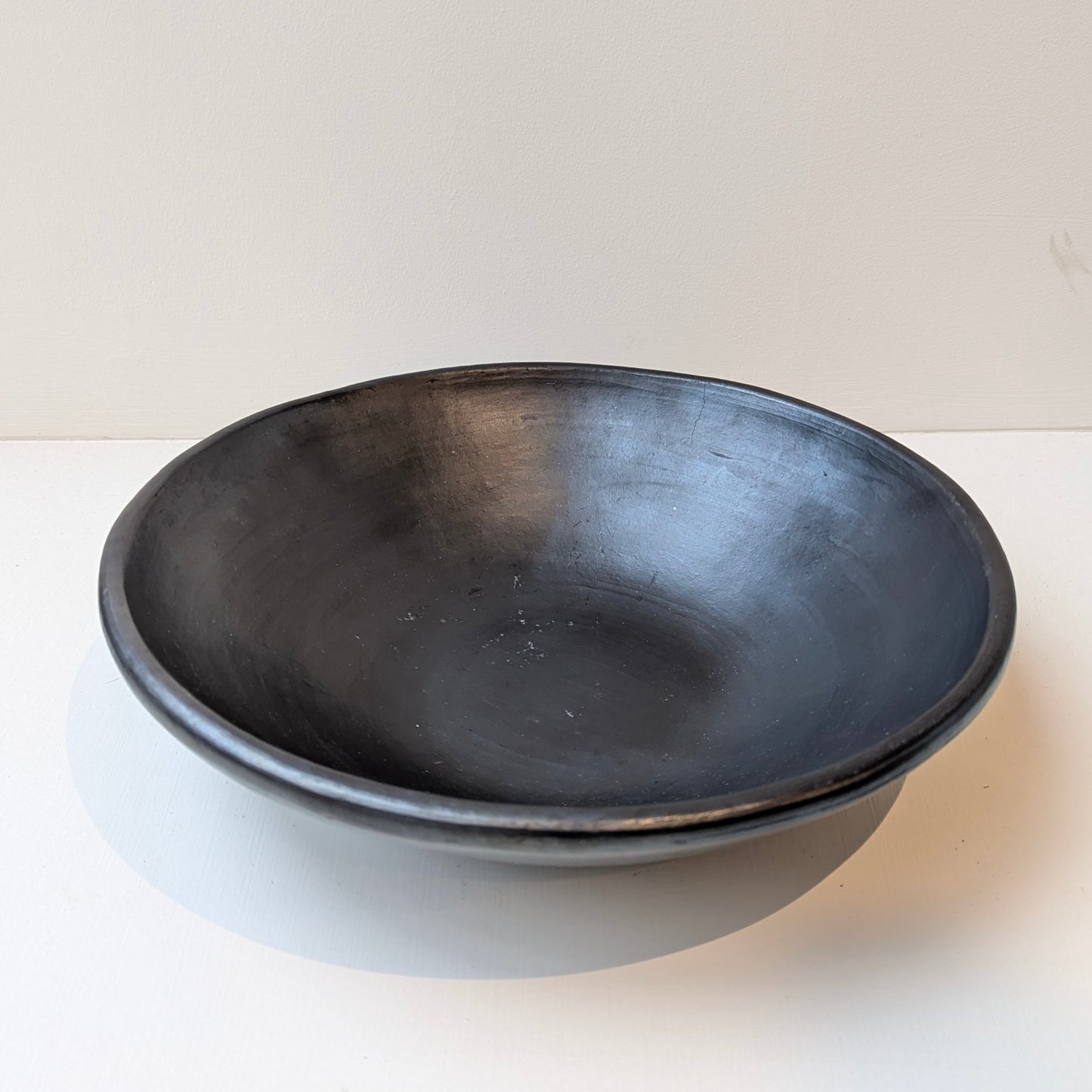 Black Pottery Flat  Bowl - Medium