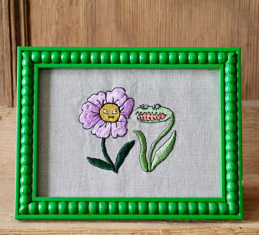'Anemone Meets Venus'  - Framed Embroidery by Edith Cartoonist x Hannah Cummings