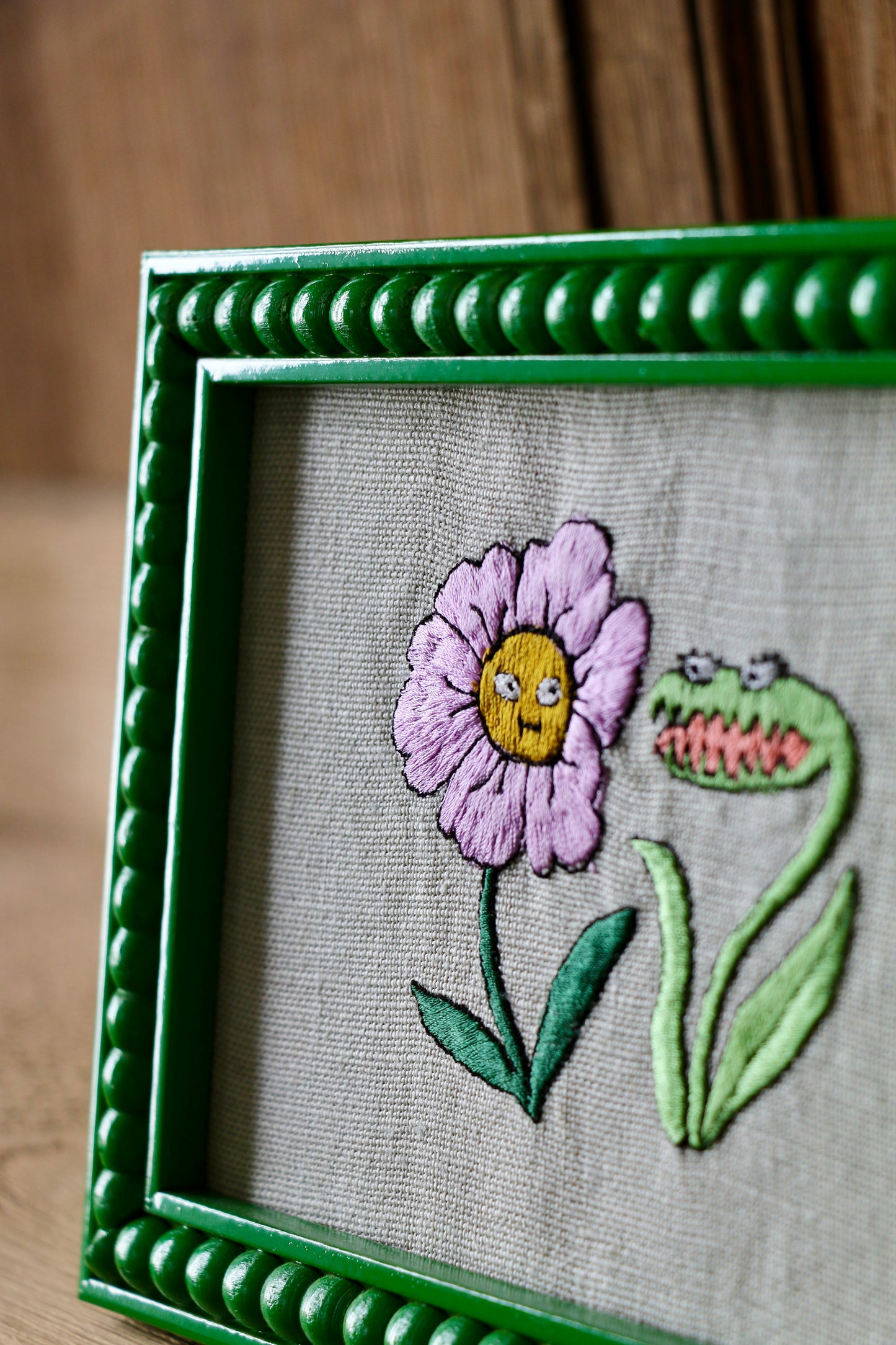 'Anemone Meets Venus'  - Framed Embroidery by Edith Cartoonist x Hannah Cummings
