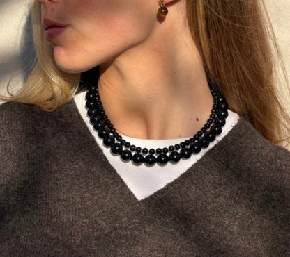 Beaded Necklace - Hailey Black Onyx