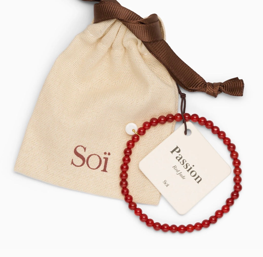 Petite Beaded Bracelet - Red Jade