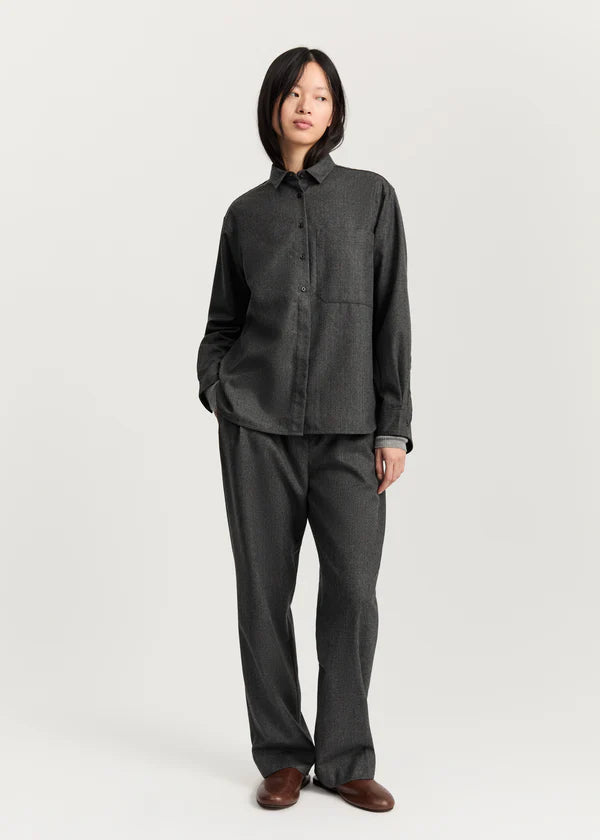 Lynette Shirt Fine Wool - Dark Grey