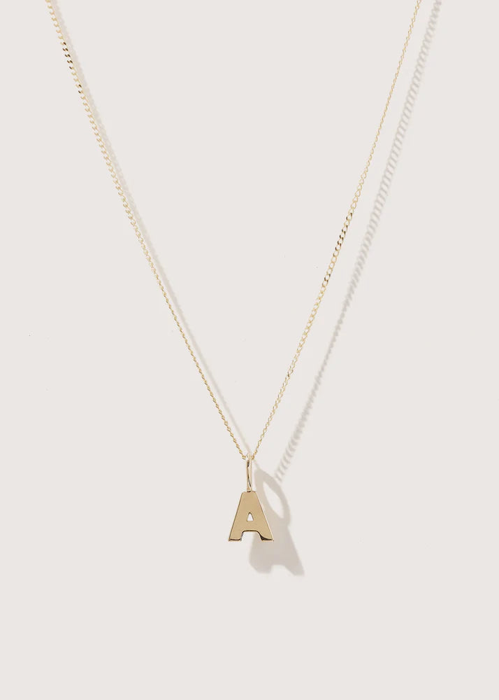 Initial pendant with 14kt Fine Curb Chain
