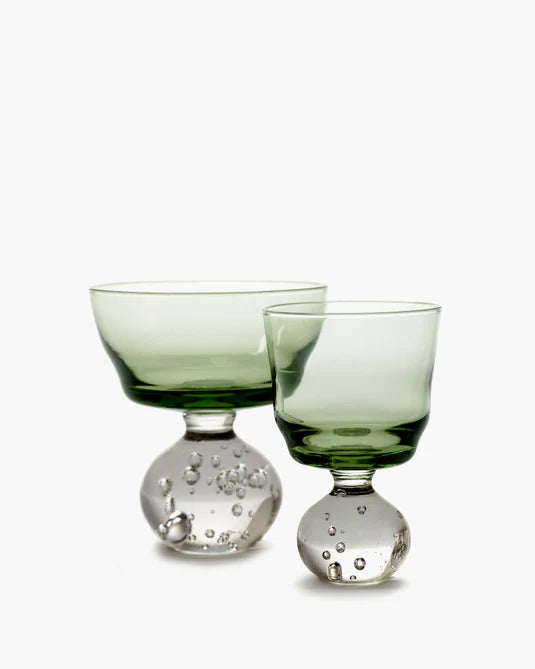 Eternal Snow Stem Glass - Green