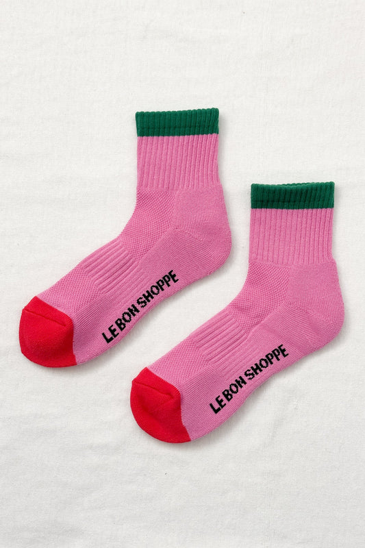 Girlfriend Ankle Sock - Pink / Spring Green