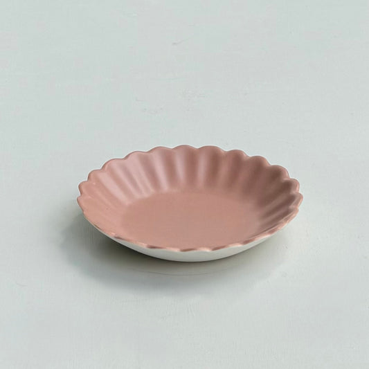 Scalloped Shallow Dish - Dark Rose