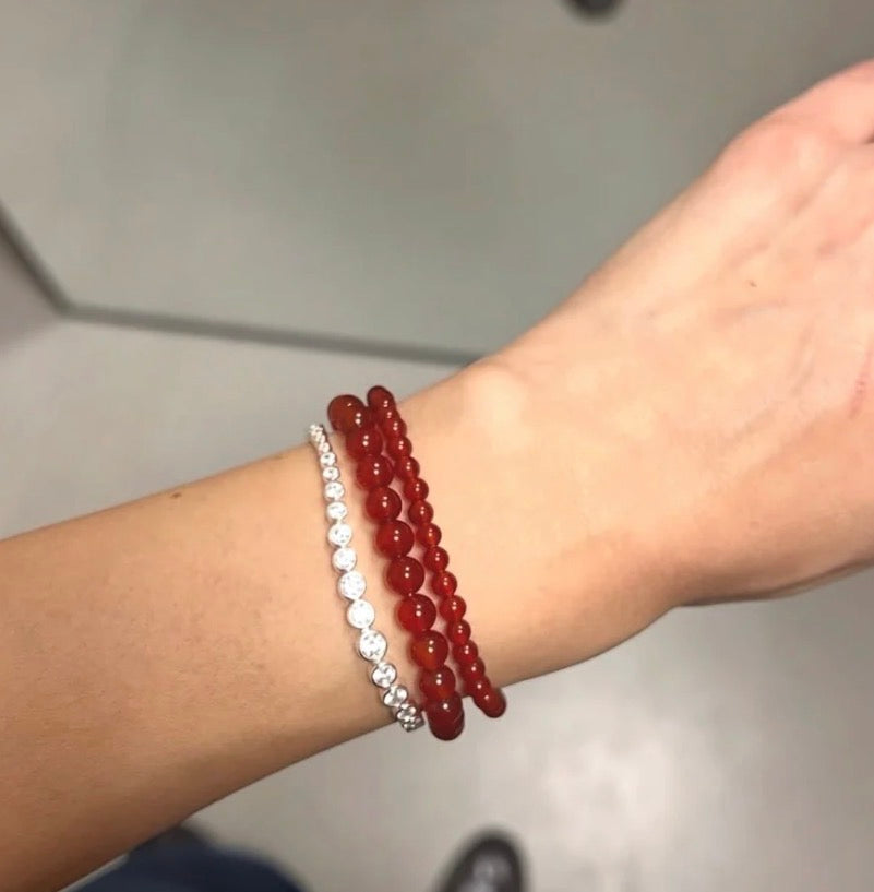 Petite Beaded Bracelet - Red Jade