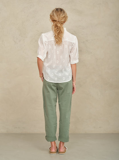 Frannie Embroidered Short Sleeve - White