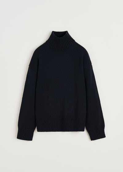 Farah Sweater 100% Highland Wool - Black Navy