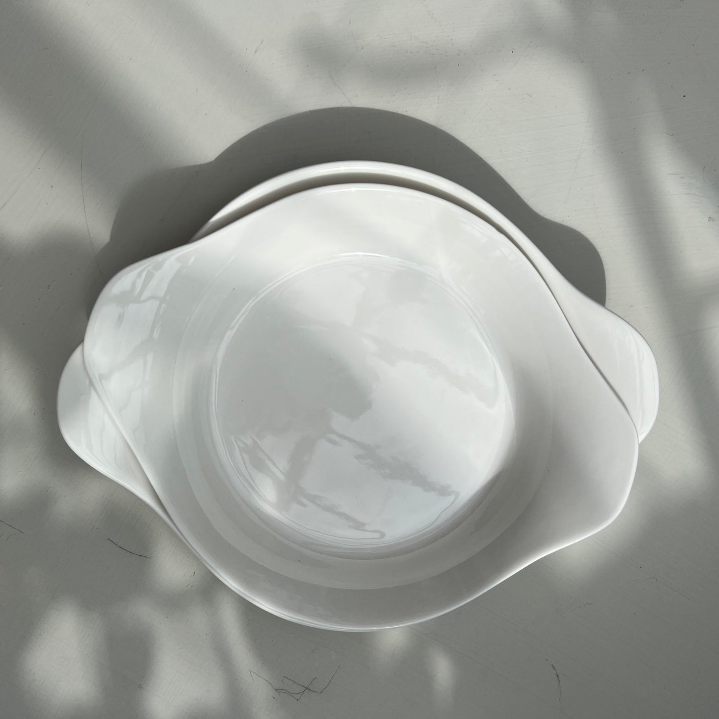 White Porcelain Oven Dish,  Round Shallow - Small