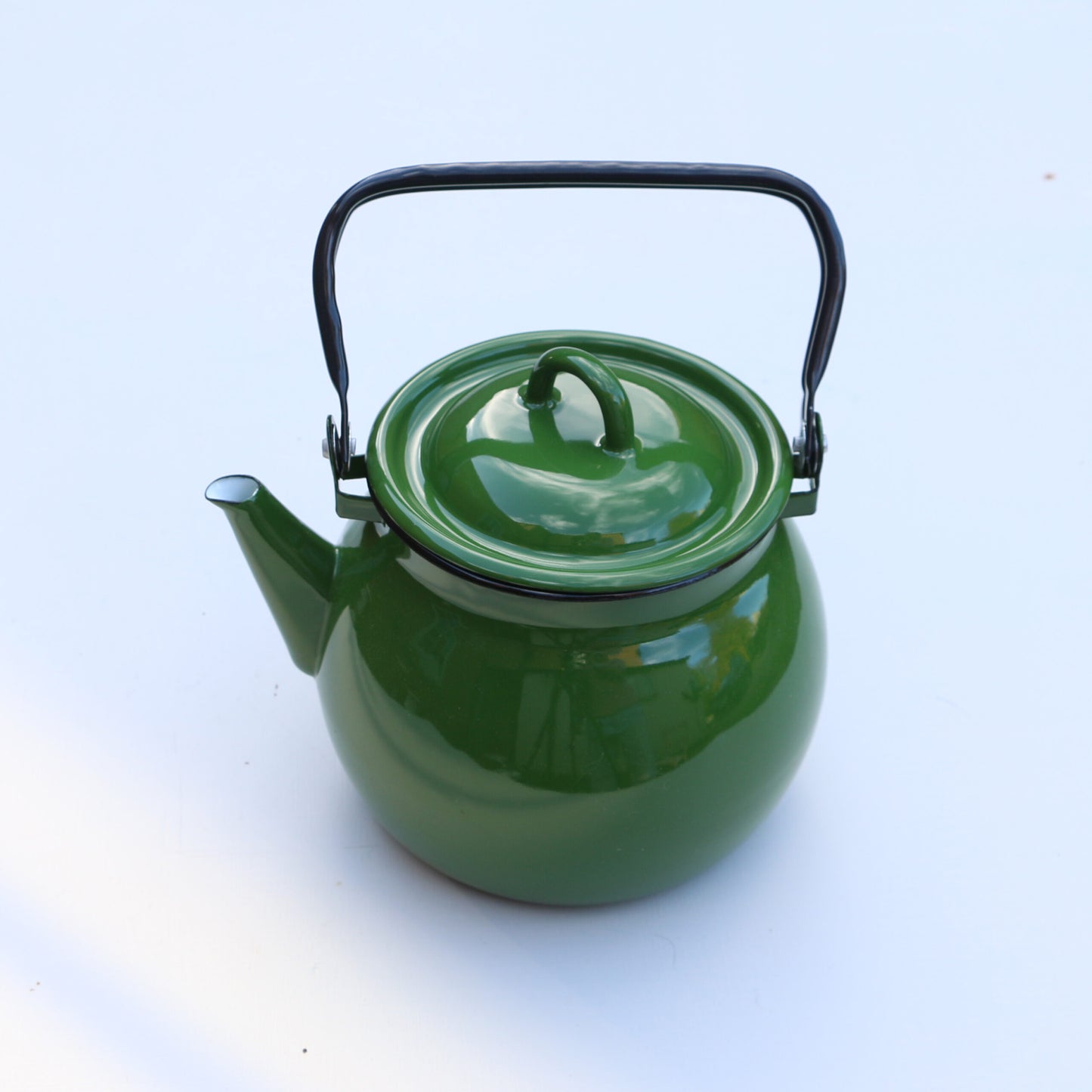 Enamel kettle: Large, Grass green