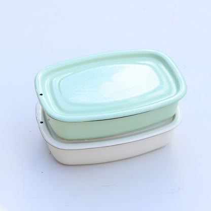 Enamel dish with lid: Small light green