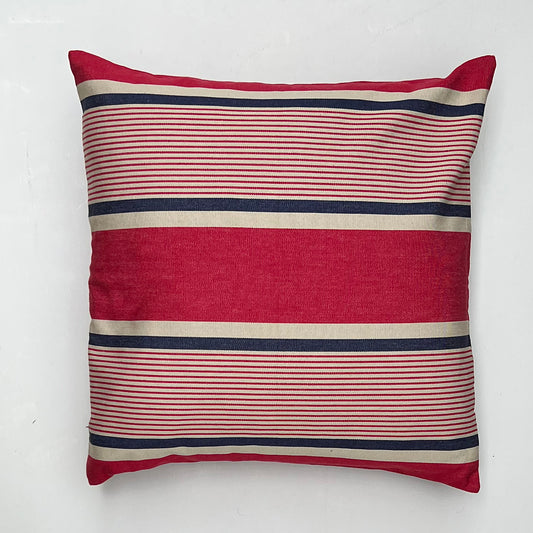 Union stripe cushion - Raspberry/Midnight/Ecru