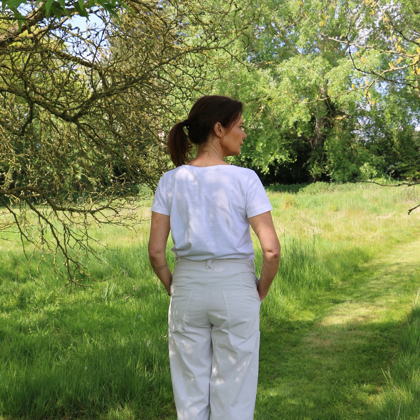 Biril V-neck Cotton Tee - White