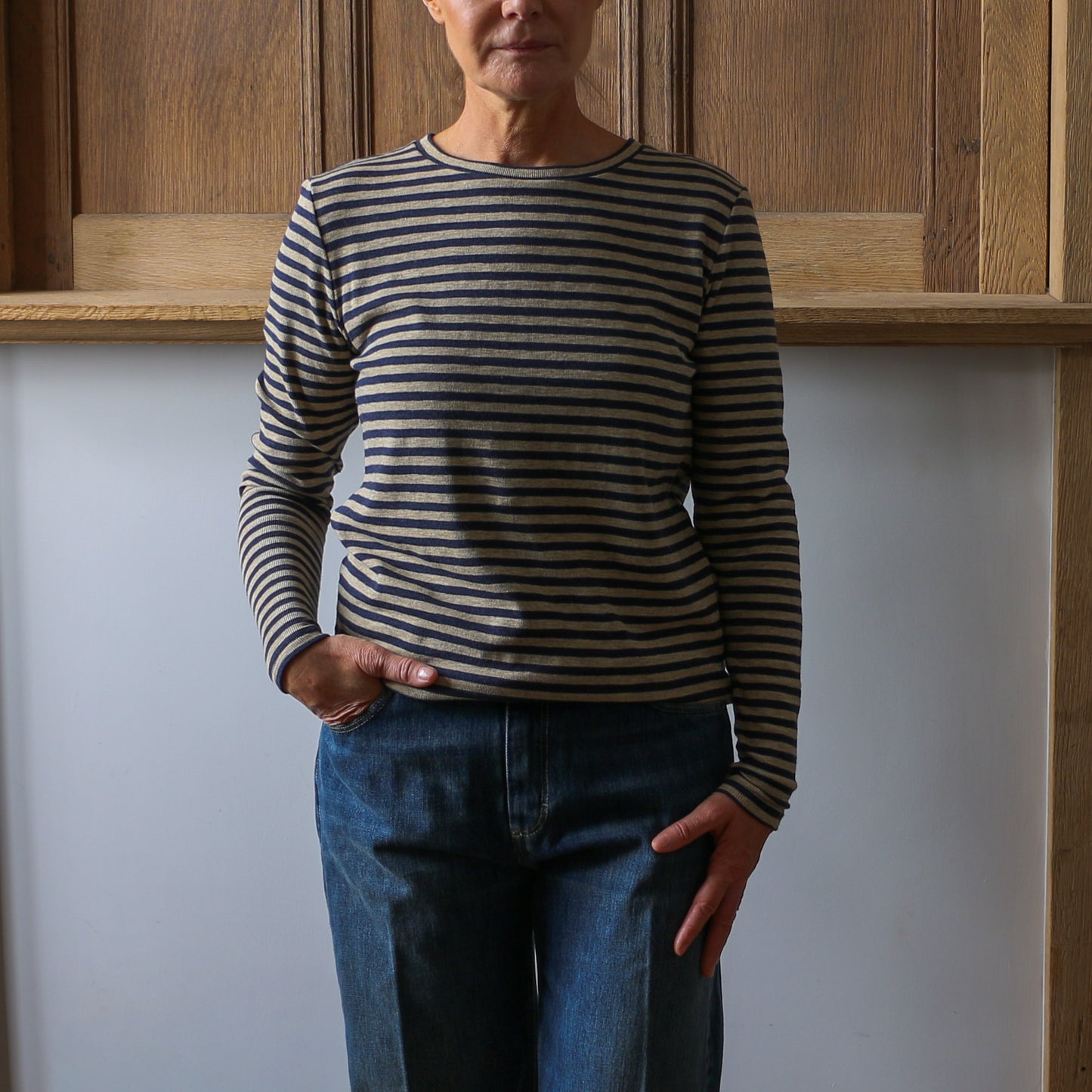 Prisca Long Sleeve - Blue/Sand Stripe