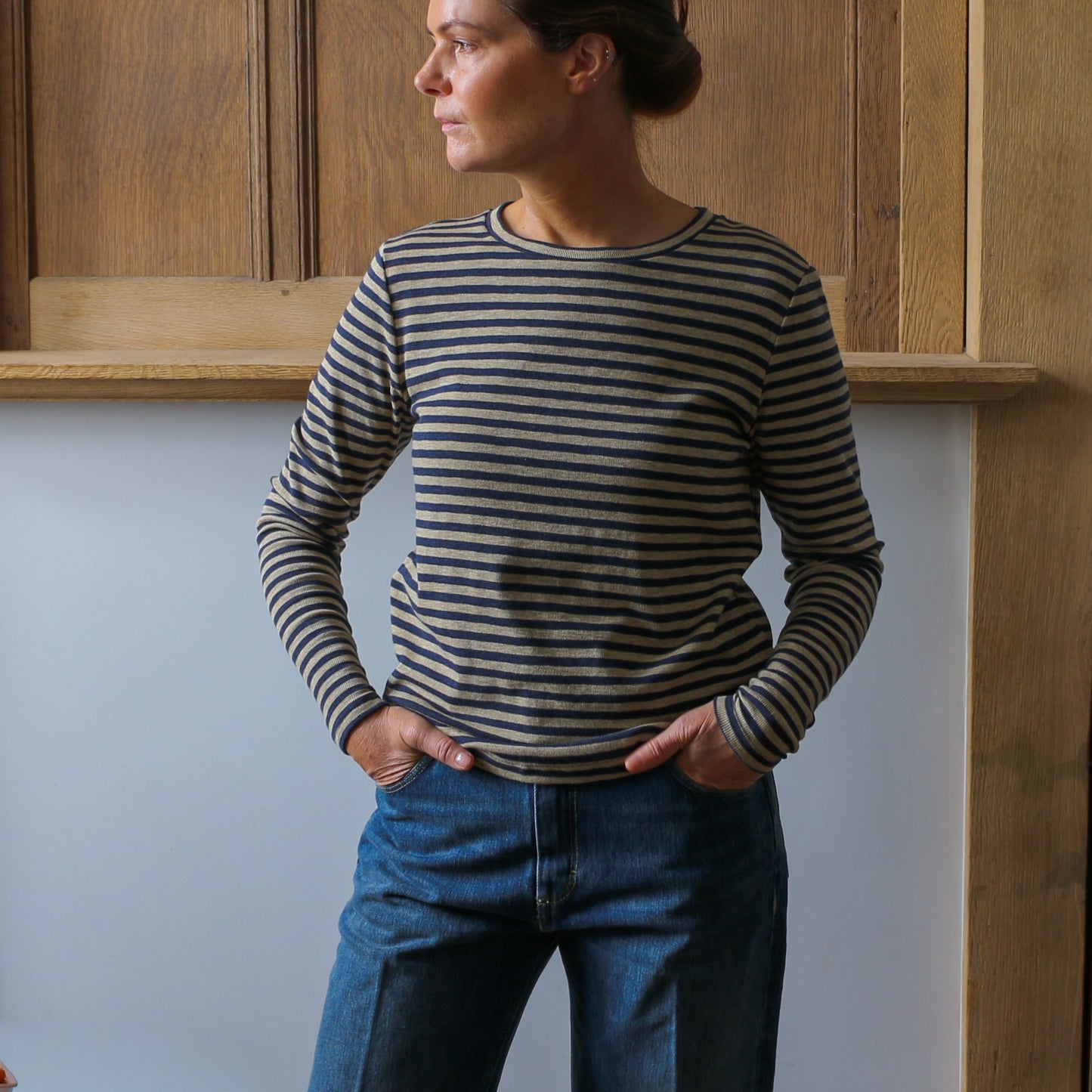Prisca Long Sleeve - Blue/Sand Stripe