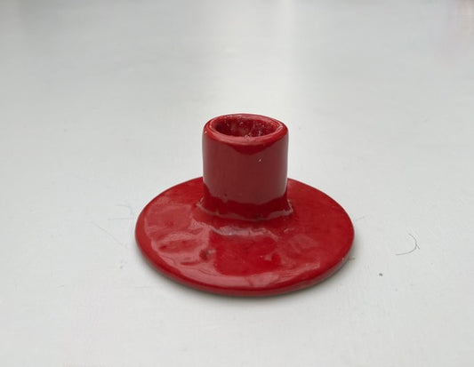 Stoneware candle holder -  Red