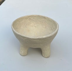 Papier mache bowl with feet
