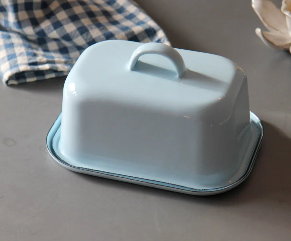 Enamel Butter Dish - Light Blue