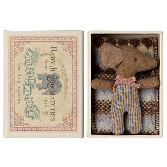 Sleepy Wakey Baby Mouse in Matchbox - Rose