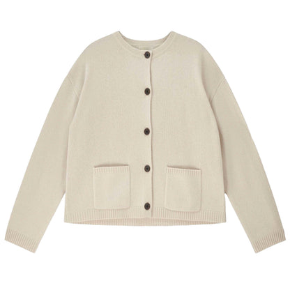 Jumper 1234 - Heavy Crew Cardigan / Limestone