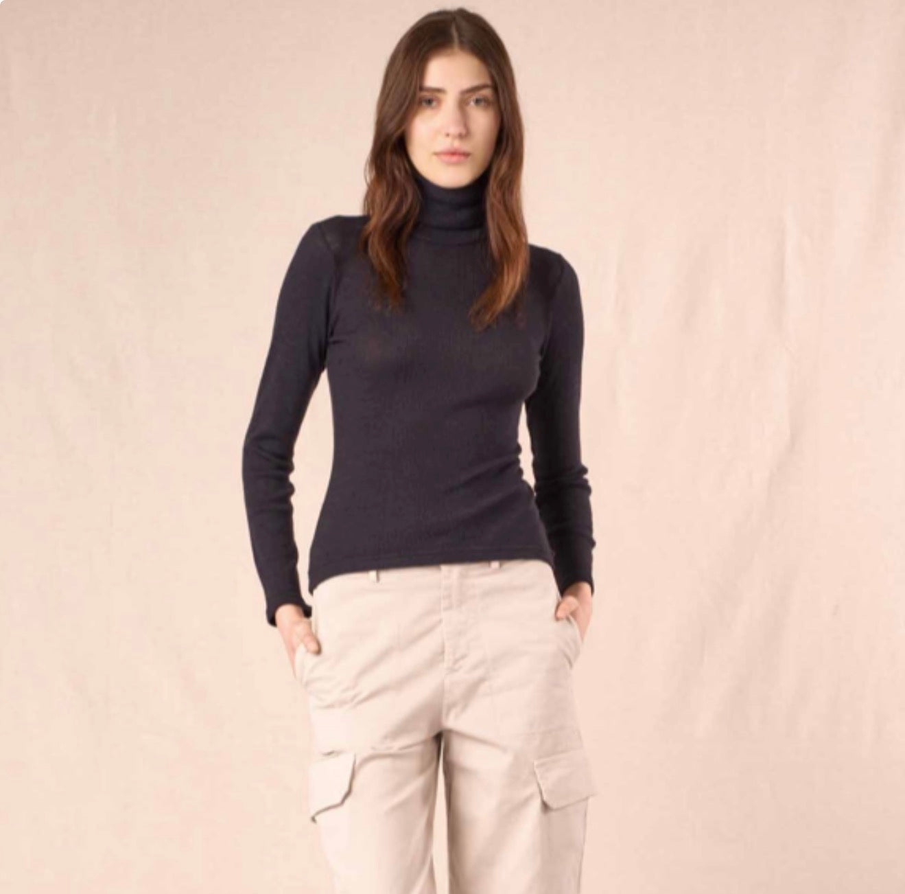 Colos Long Sleeve Turtle Neck Sweater - Black Marl