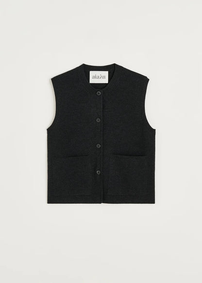 Elva Gilet- 100% Merino Wool / Antracite