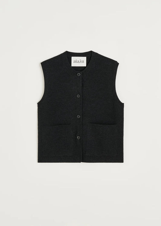 Elva Gilet- 100% Merino Wool / Antracite