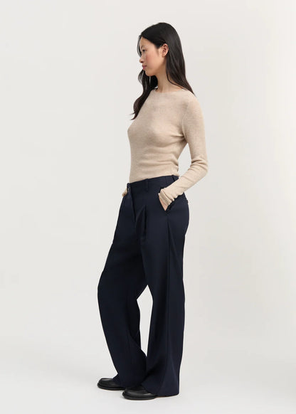 Toto Pant Fine Wool - Black Navy