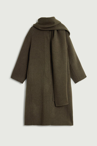 Finn Wool Coat and Scarf - Marl Khaki