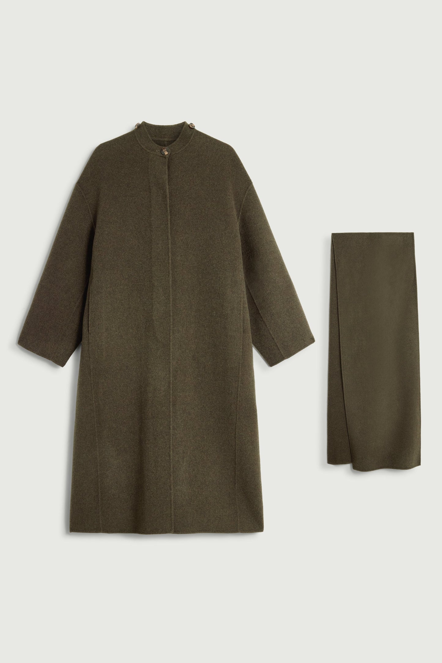 Finn Wool Coat and Scarf - Marl Khaki