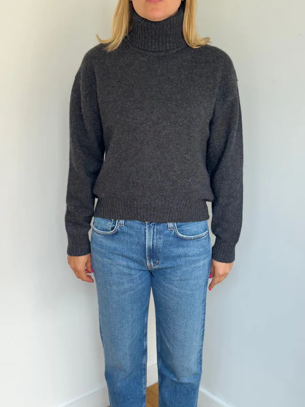 Jumper 1234 - Oversized Roll Collar /  Charcoal