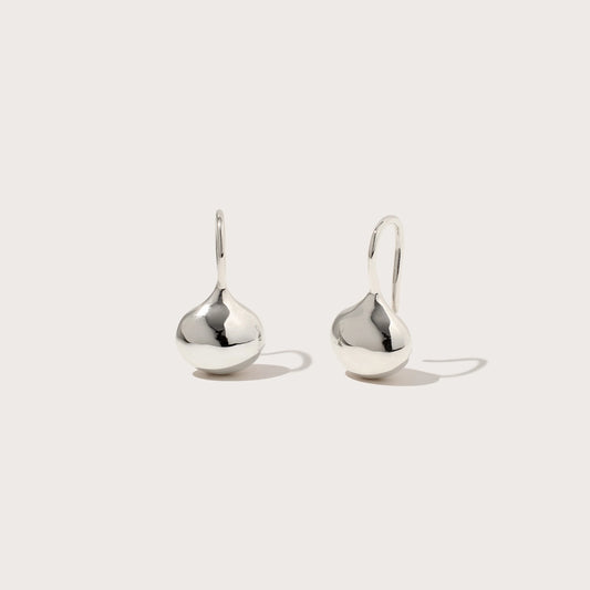 Small Pebble Drop Earrings - Silver