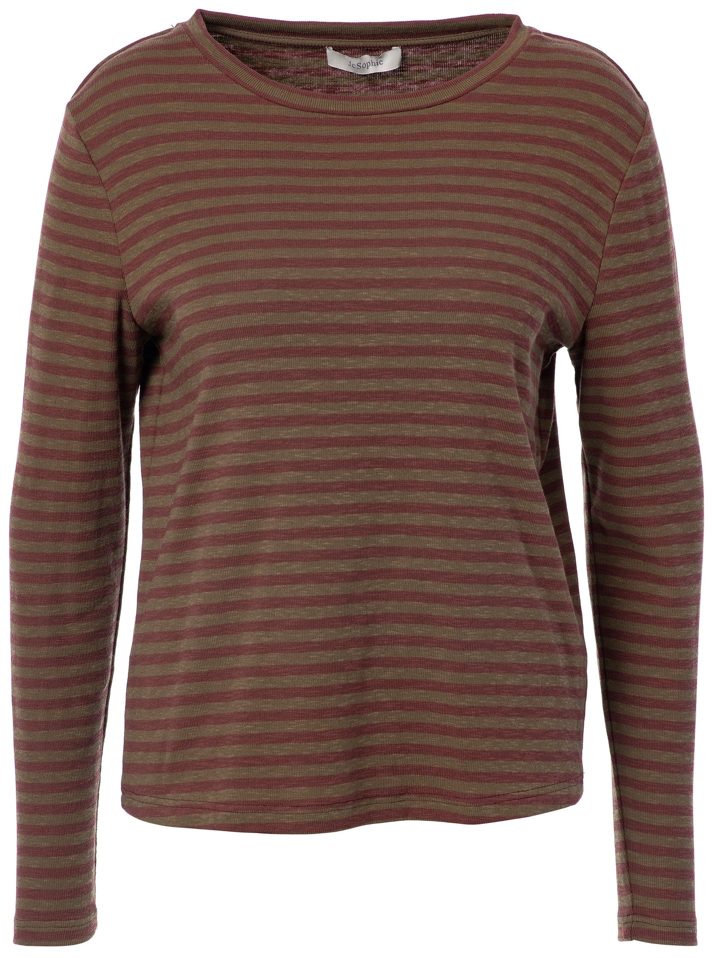 Prisca Long Sleeve - Army/Maroon Stripe