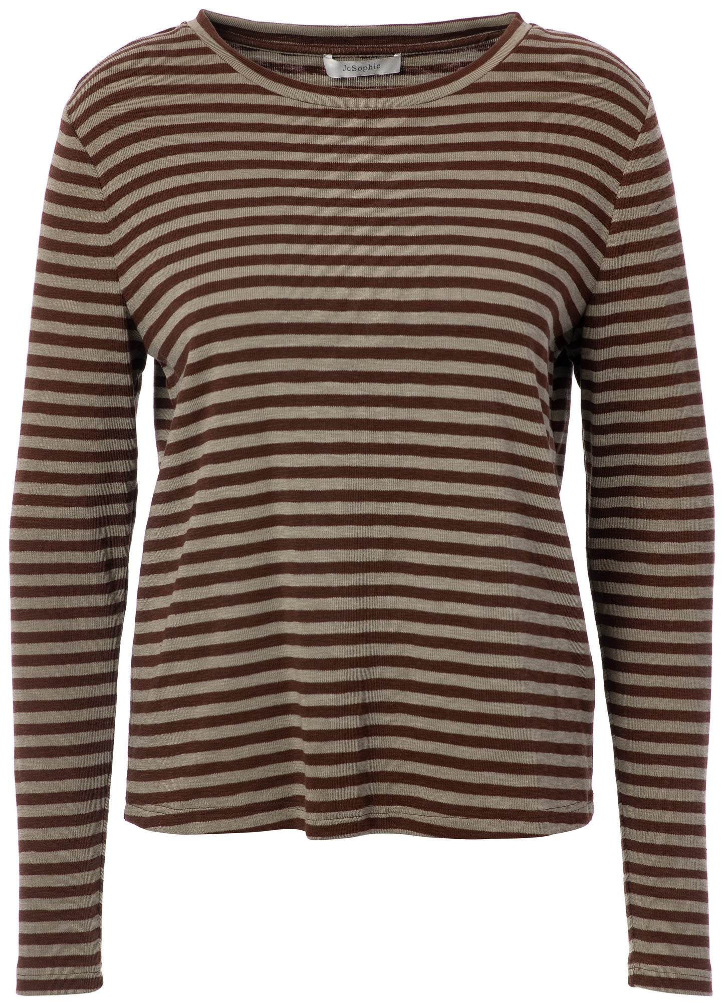 Prisca Long Sleeve - Brown/Sage Stripe