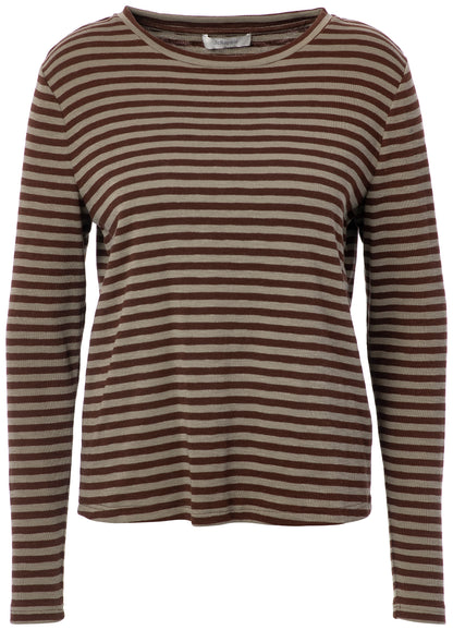Prisca Long Sleeve - Brown/Sage Stripe