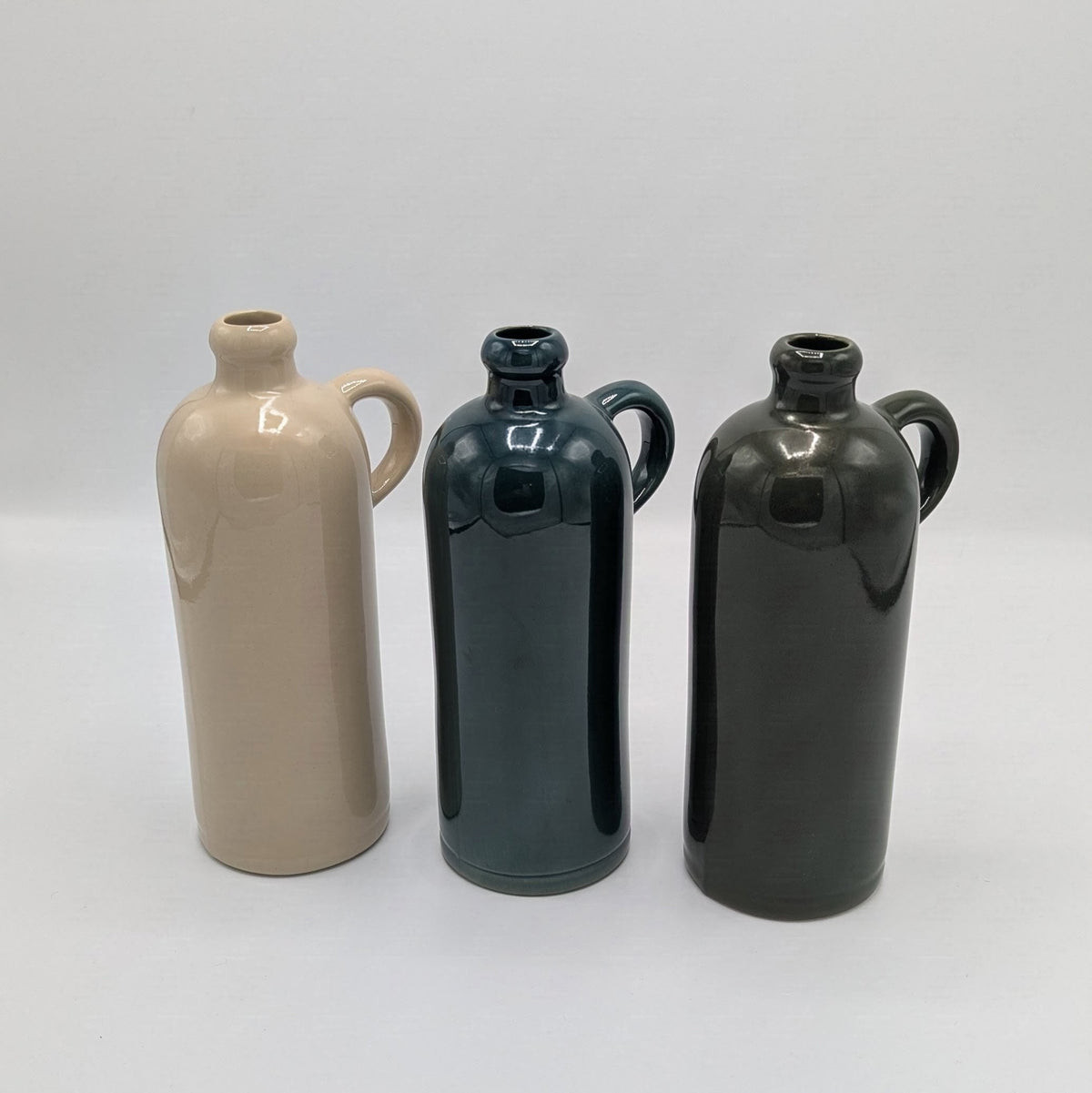 Digoin Handled Ceramic Bottle - Laurel Green