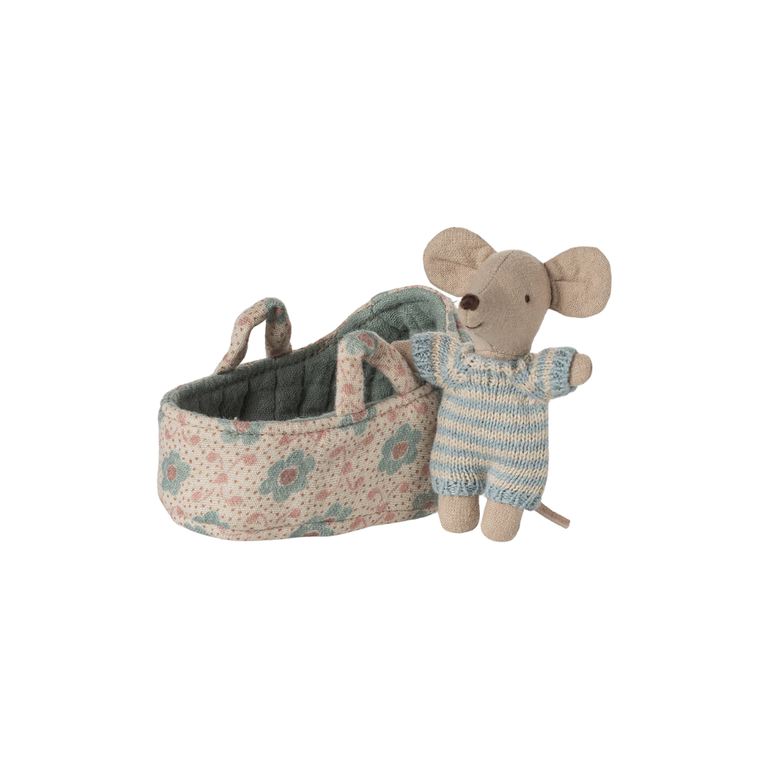 Baby Mouse in Carry Cot - Blue