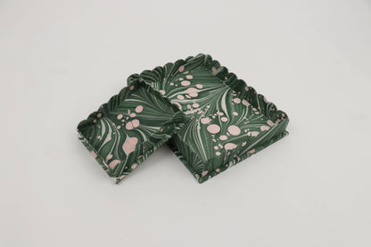 Marbled Scallop Desk Tray Set - Green/Pink