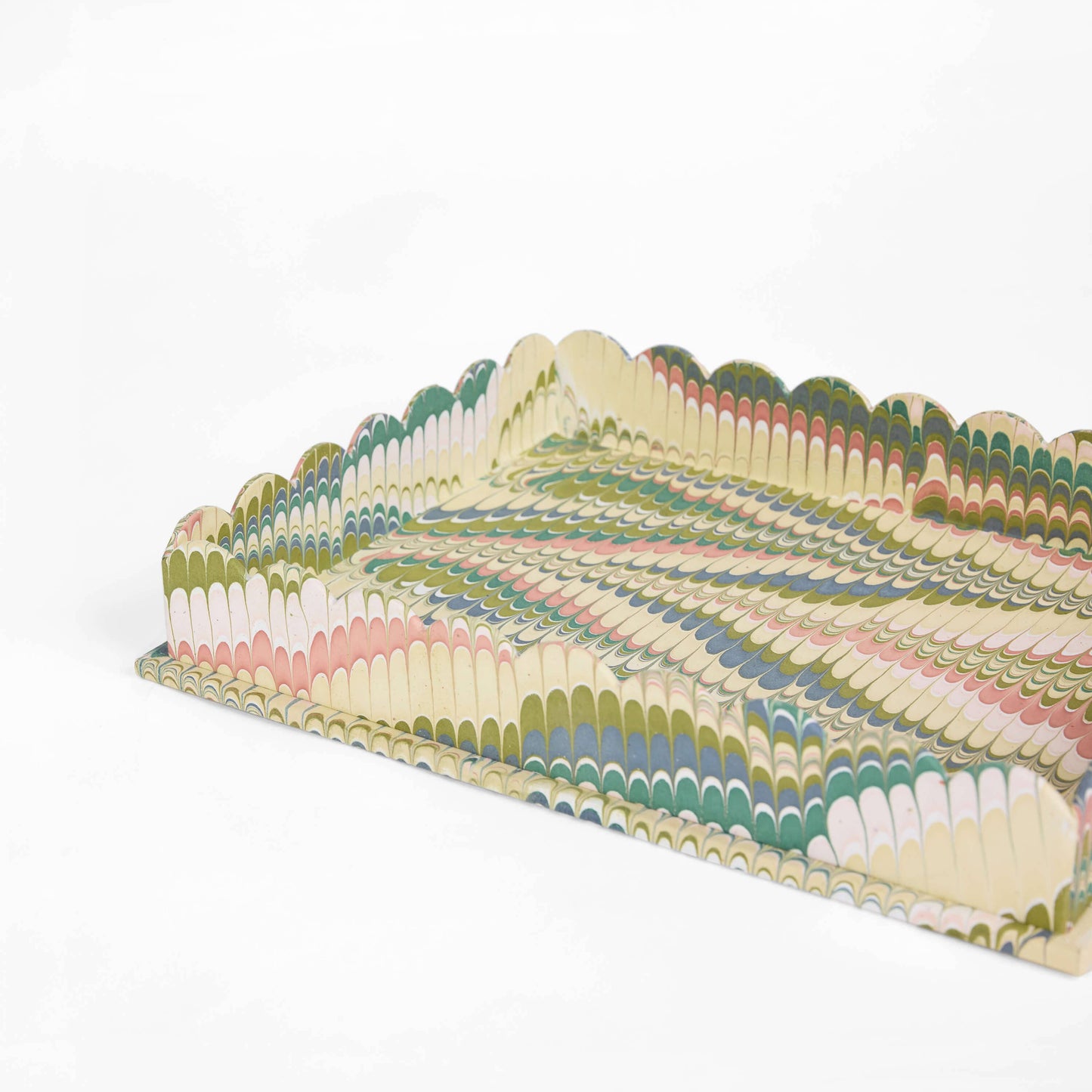 Marbled Scallop Desk Tray Set - Leafy Green