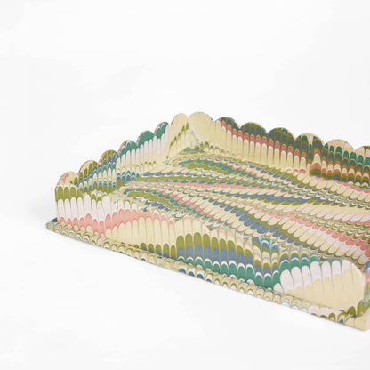 Marbled Scallop Desk Tray Set - Leafy Green