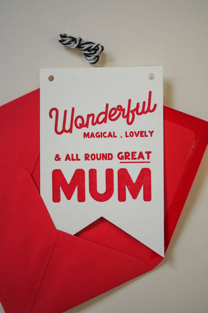 Wonderful Mum Flag - Greeting Card