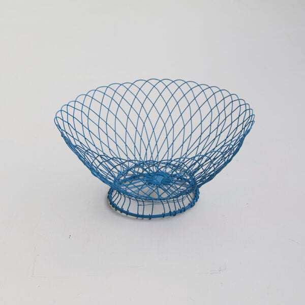 Delicate twisted wire basket - medium blue