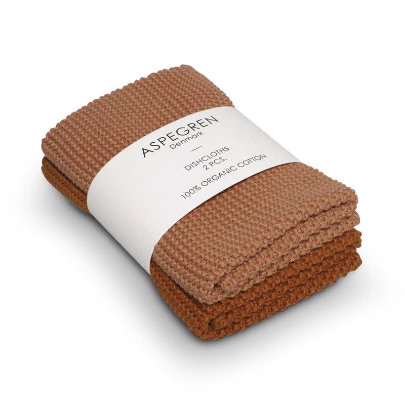 Dishcloths - Organic Cotton - Set of 2 - Knitted - Pumpkin