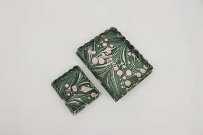 Marbled Scallop Desk Tray Set - Green/Pink