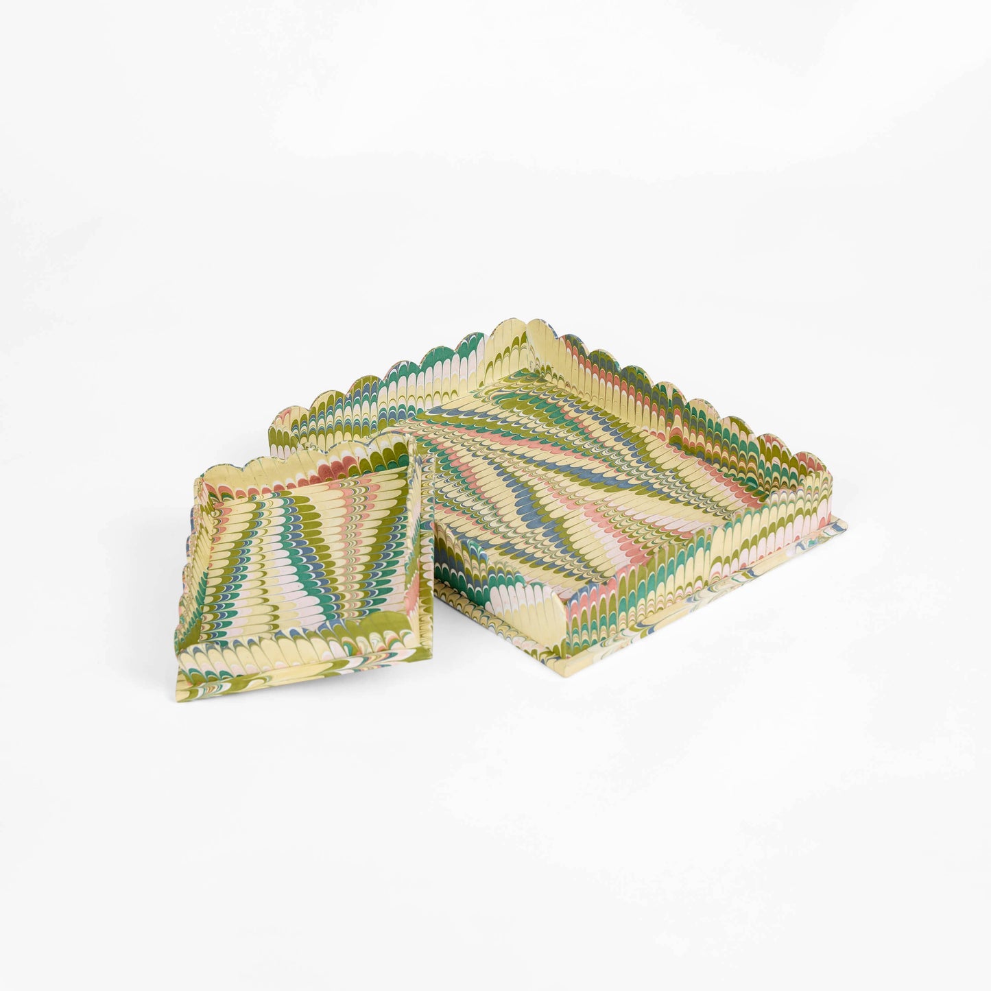 Marbled Scallop Desk Tray Set - Leafy Green
