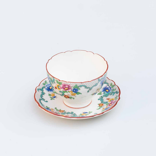 Floral Vintage 'Victoria’ Sugar Bowl with saucer