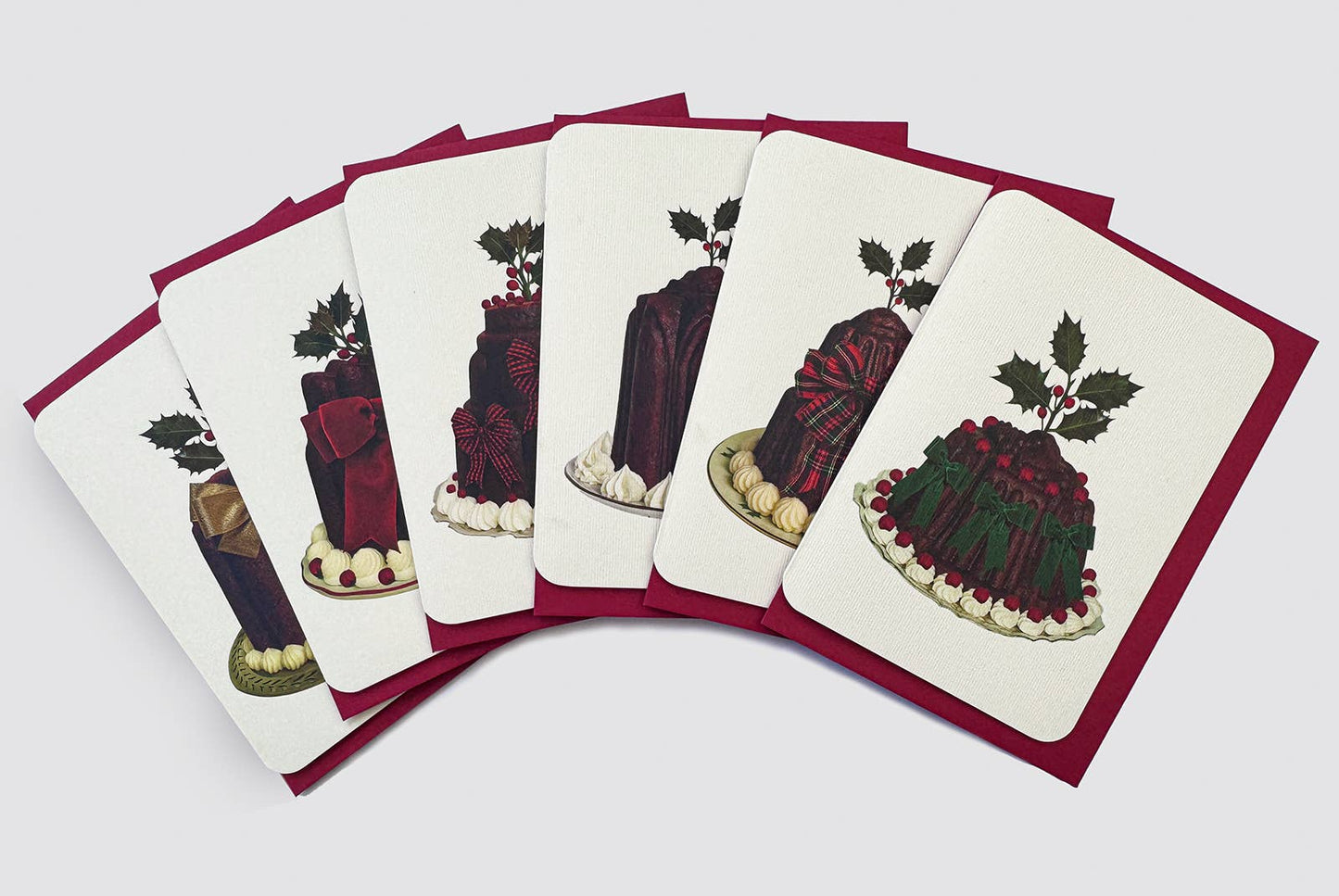 Christmas Plum Puddings Mixed Set of 6 - Greeting Cards