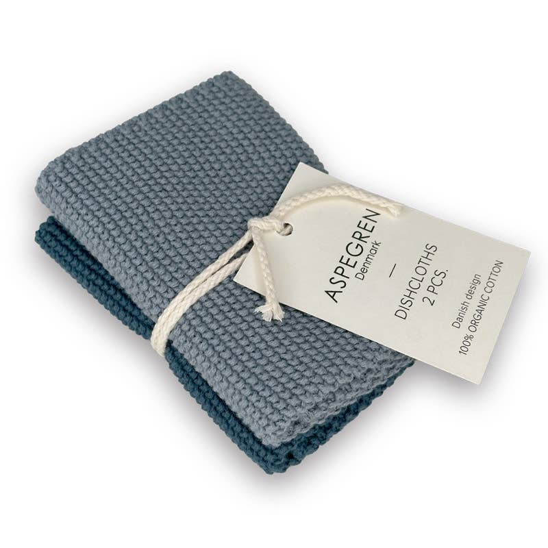 Dishcloths - Organic Cotton - Set of 2 - Knitted - Blue